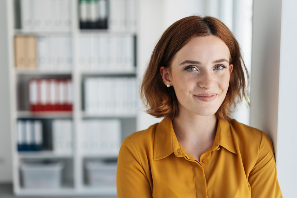 smiling woman with short hair